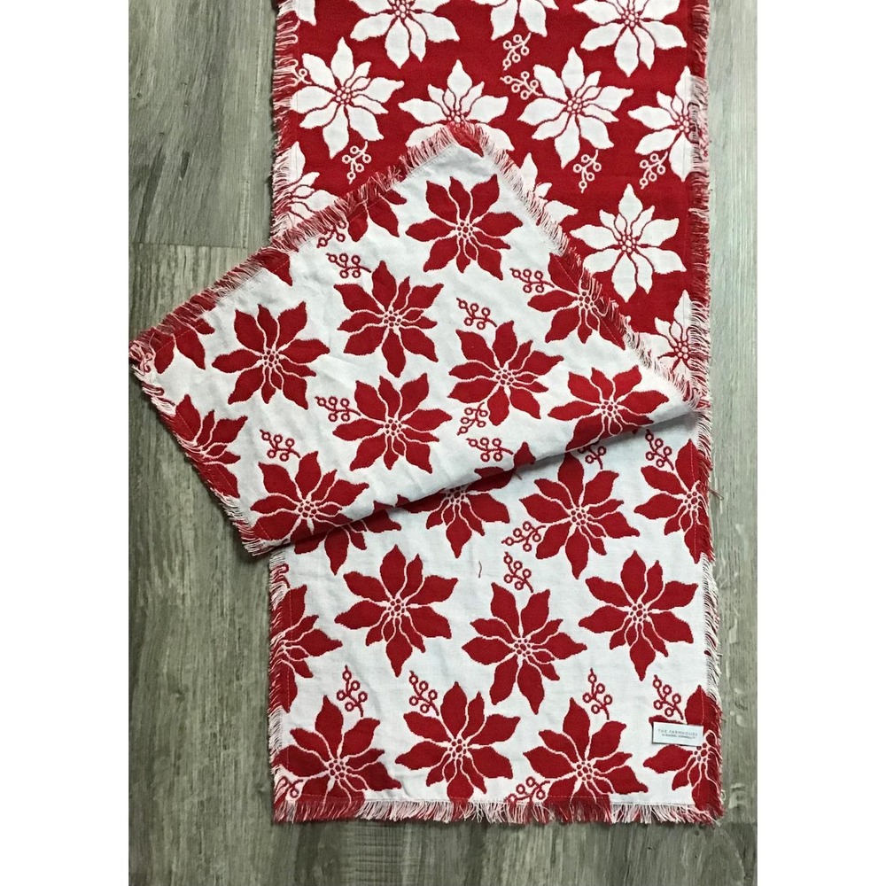 Rachel Ashwell Farmhouse Poinsettia Table Runner 18x108 Farmhouse Cottagecore